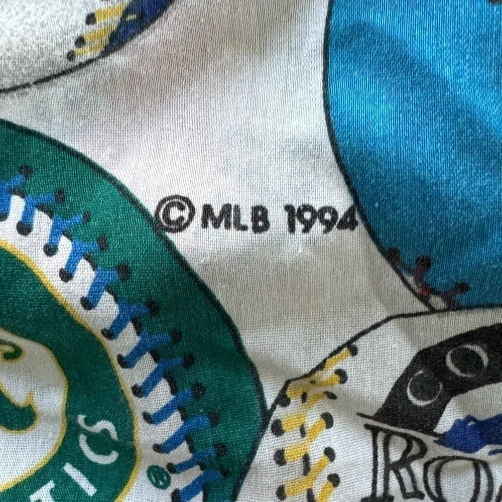 VTG 90s Sheet Major League Baseball Flat Team Logos Baseballs MLB Fandom Bibb Co